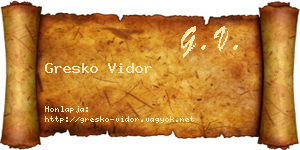 Gresko Vidor névjegykártya